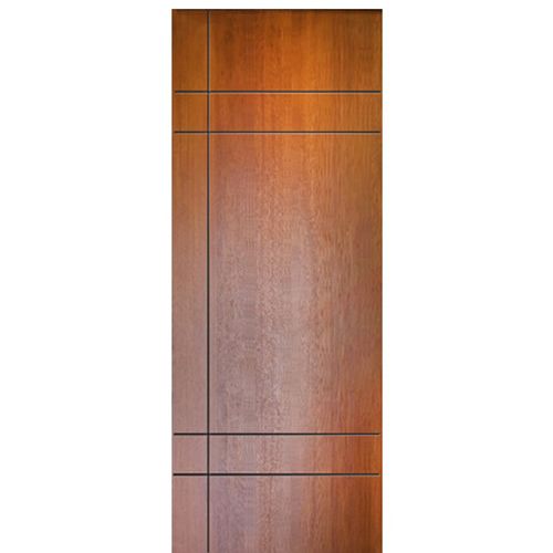 96" Tall Mahogany Contemporary Flush Entry Door with 2 Sets of Horizontal Grooves