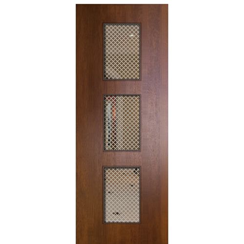 96" Tall Mahogany Contemporary Entry Door with 3 Vertical Lites