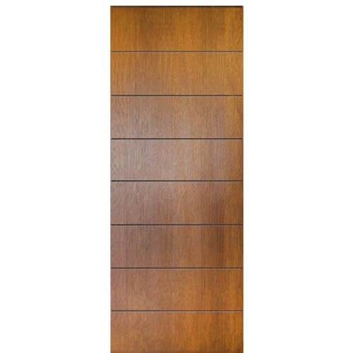 96" Tall Mahogany Contemporary Entry Door with 7 Horizontal Grooves