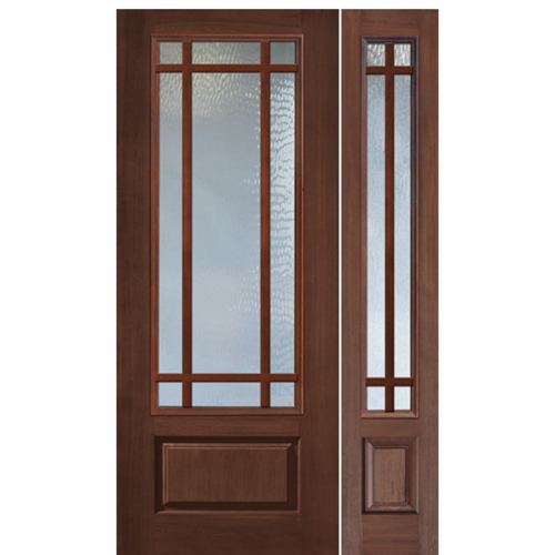 3/4 Lite 1 Panel 9 Lite SDL, Fiberglass Entry Door with One Sidelite