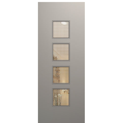 Modern Smooth Skin Fiberglass Exterior Door with Square Glass Panels