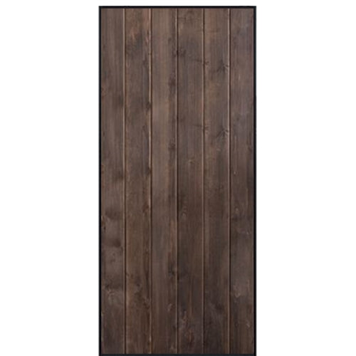 Knotty Alder Vertical Iron Plank Barn Door