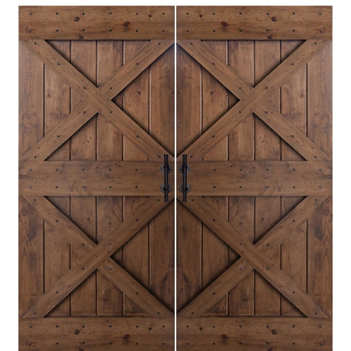 Knotty Alder Double X Double Barn Door