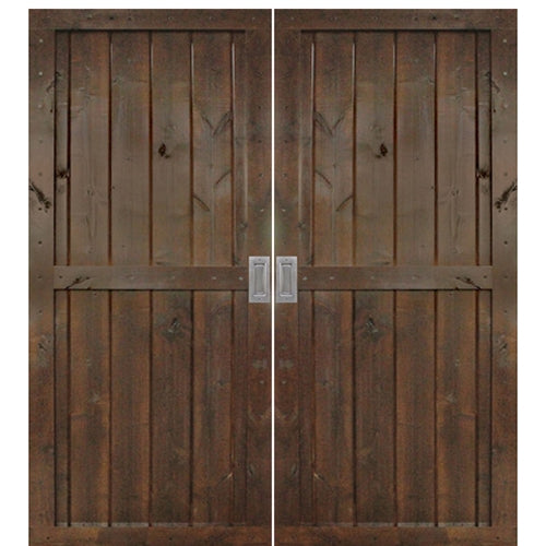 Knotty Alder Two Panel Double Barn Door