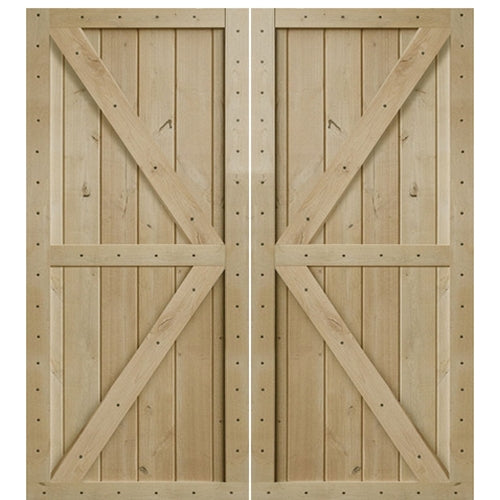 Knotty Alder Double Z Two Panel Double Barn Door