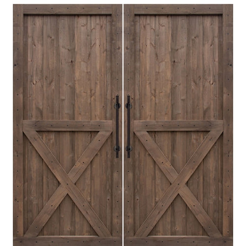 Knotty Alder X Two Panel Double Barn Door