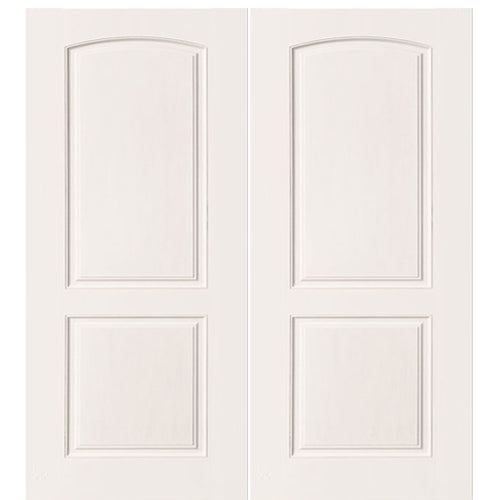 2-Panel Arched Top Rail MDF Double Barn Door