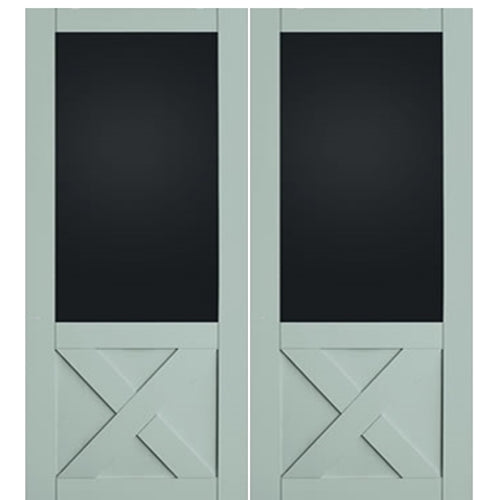 3/4 Panel Blackboard with Crossbuck MDF Double Barn Door