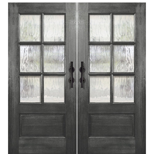 Mahogany 6'-8" Tall Simulated Divided Lite (SDL) Double Barn Door