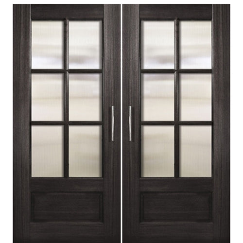 Mahogany 8'-0" Tall Simulated Divided Lite (SDL) Double Barn Door