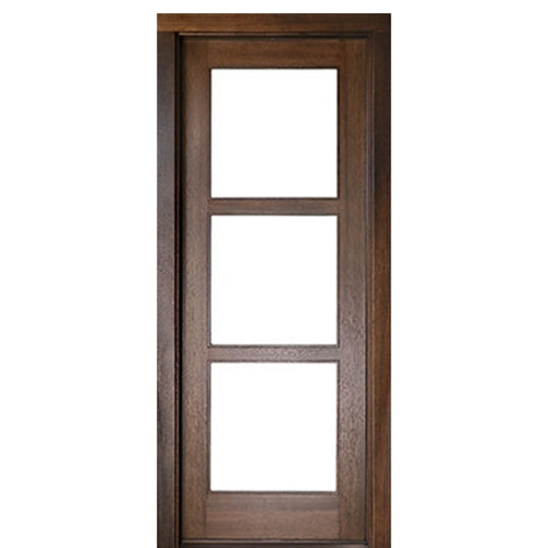 8'-0" Tall Mahogany Wood 3-Lite Contemporary Entry Door