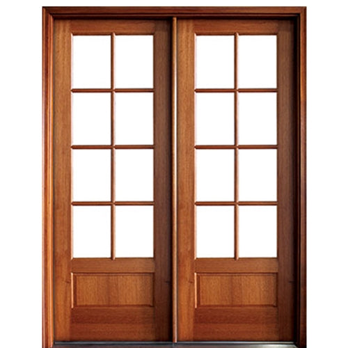 96" Tall 8-Lite TDL Mahogany Double Entry Doors