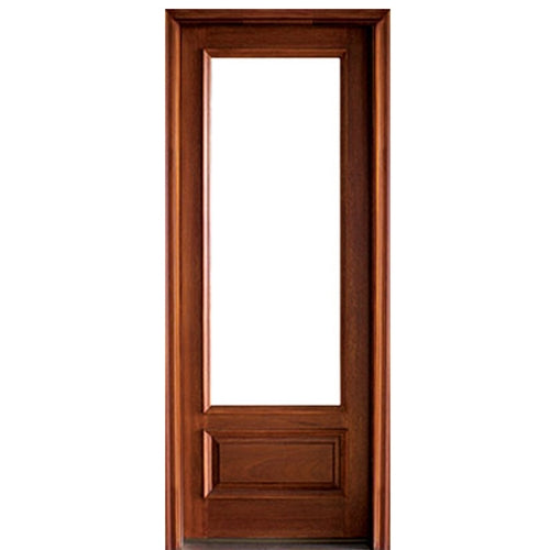 36"x96" Mahogany Wood Entry Door with 3/4 Glass and Bottom Panel