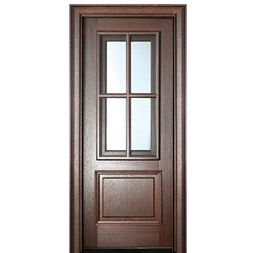 6'8"Tall Breezeport 4-Lite TDL Mahogany Wood Entry Door with Built-in Screen and Operable Window