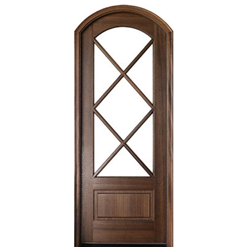 Pre-hung 36"x96" True Divided Lite 7-Lite Mahogany Arch Top Entry Door