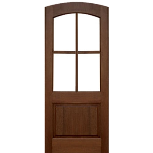 Brentwood 36"x80" 4-Lite Mahogany Wood Arch Top Entry Door with Clear Beveled Low-E Glass