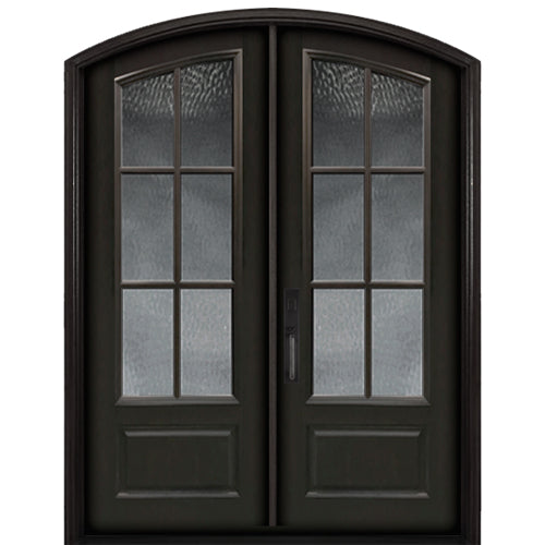 3/4 DBL 6-Lite SDL Arch Top | Pre-hung 3/4 6-Lite Arch Top SDL Fiberglass Double Entry Doors