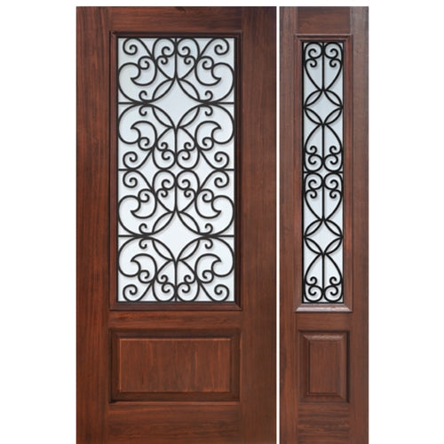 1 Panel 3/4 Lite Florence Design Fiberglass Entry Door with Sidelite