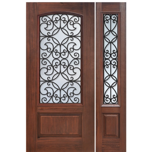 1 Panel Arch Lite Florence Design Fiberglass Entry Door with Sidelite