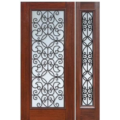 Full Lite Florence Design Fiberglass Entry Door with Sidelite