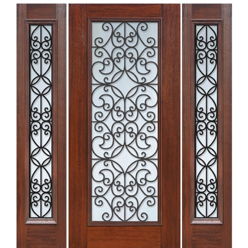 Full Lite Florence Design Fiberglass Entry Door with Two Sidelites