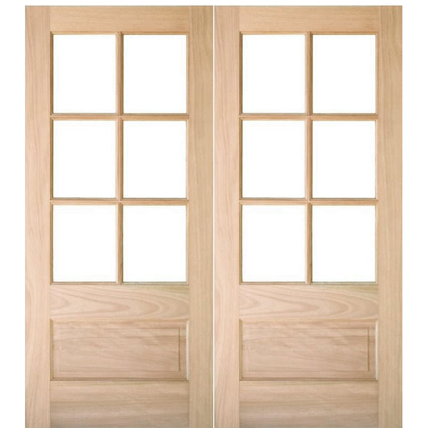 7231-2 | 6 Lite 1 Panel Mahogany TDL Double Entry Door with Insulated, Beveled Glass