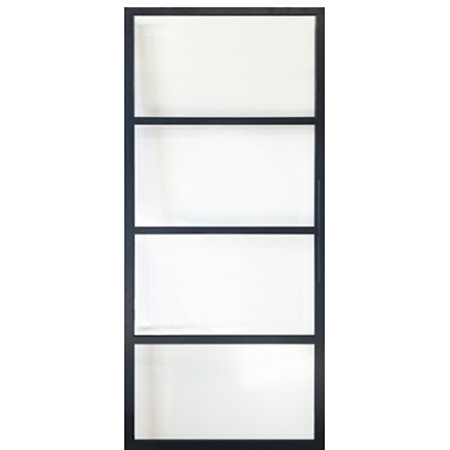 4-Lite Flush Glazed Contemporary Metal Barn Door