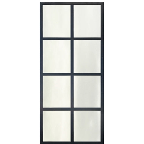 8-Lite Flush Glazed Contemporary Metal Barn Door