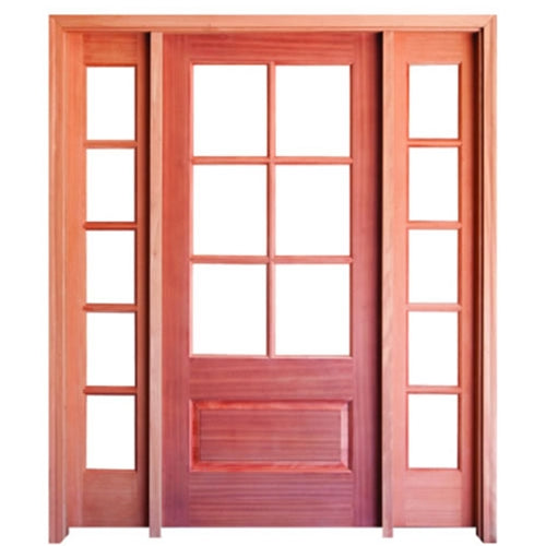 Prehung 6 Lite 1 Panel Mahogany TDL Entry Door and 14" 5 Lite Sidelites with Insulated, Beveled Glass