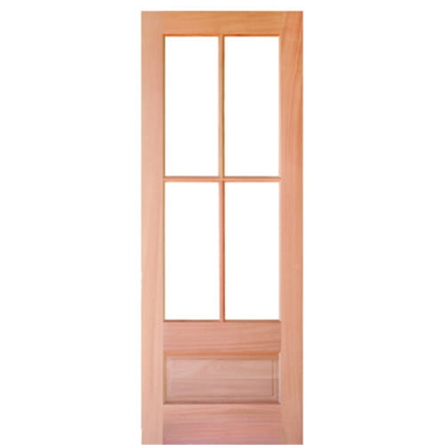 96" Tall 4 Lite 1 Panel Mahogany TDL Door with Insulated, Beveled Glass