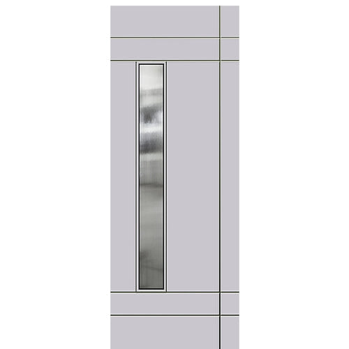 Modern Fiberglass Front Door with Side Vertical Glass Panel, Smooth Skin Texture 