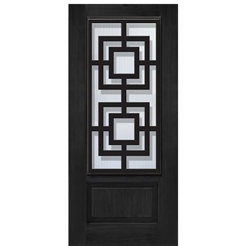 1-Panel 3/4 Lite Moderna Design Fiberglass Entry Door with Steel Grille