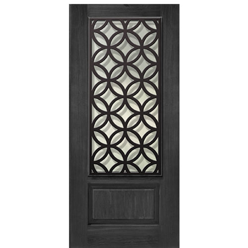 1-Panel 3/4 Lite Eclectic Design Fiberglass Entry Door with Steel Grille