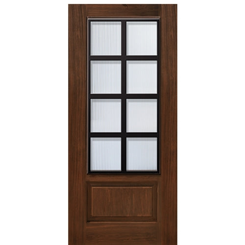 1-Panel 3/4 Lite Minimal Design Fiberglass Entry Door with Steel Grille