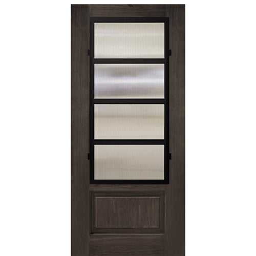 1-Panel 3/4 Lite Urban Design Fiberglass Entry Door with Steel Grille