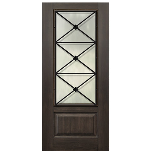 1-Panel 3/4 Lite Republic Design Fiberglass Entry Door with Wrought Iron Grille