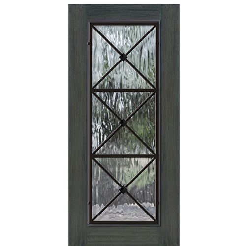 80" Tall Full Lite Republic Design Fiberglass Entry Door with Wrought Iron Grille