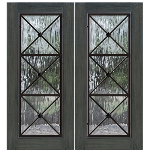 80" Tall Full Lite Republic Design Fiberglass Double Entry Door