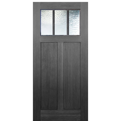 Craftsman Style 3-Lite Fiberglass Entry Door with Fir Wood Grain