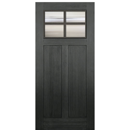 Craftsman Style 4-Lite Fiberglass Entry Door with Fir Wood Grain