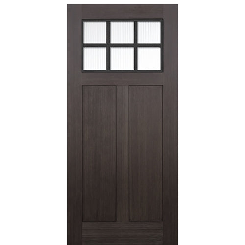 Craftsman Style 6-Lite Fiberglass Entry Door with Fir Wood Grain