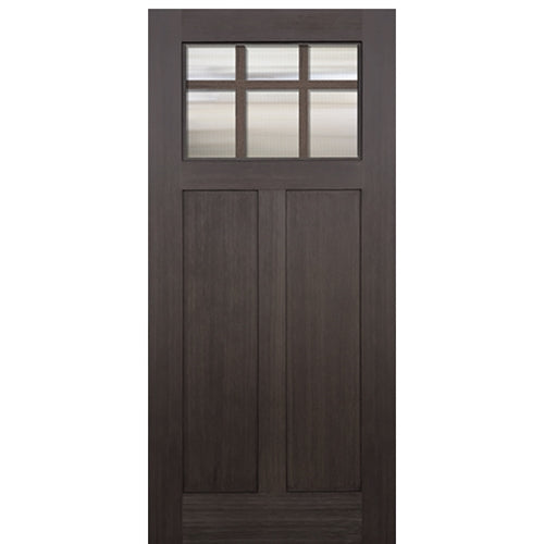 Craftsman Style 6-Lite Marginal Fiberglass Entry Door with Fir Wood Grain