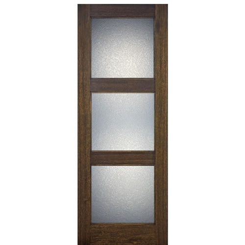 36"X80" Tall Contemporary 3-Lite Mahogany Wood Entry Door 