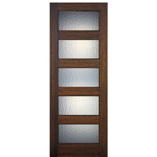 96" Tall Contemporary 5-Lite Mahogany Wood Entry Door