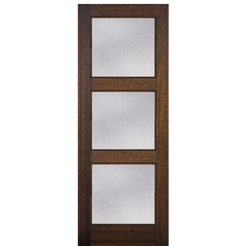 96 " Tall Contemporary 3-Lite  Mahogany Wood Entry Door