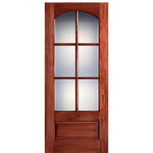 80" Tall 6-Lite Arch Lite True Divided Lite (TDL) Mahogany Wood Entry Door