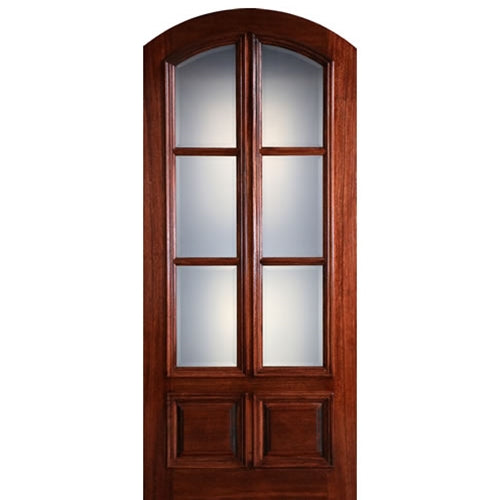 42x96" Tall 6-Lite 2-Panel Arch Top True Divided Lite (TDL) Mahogany Wood Entry Door with Wide Mullion
