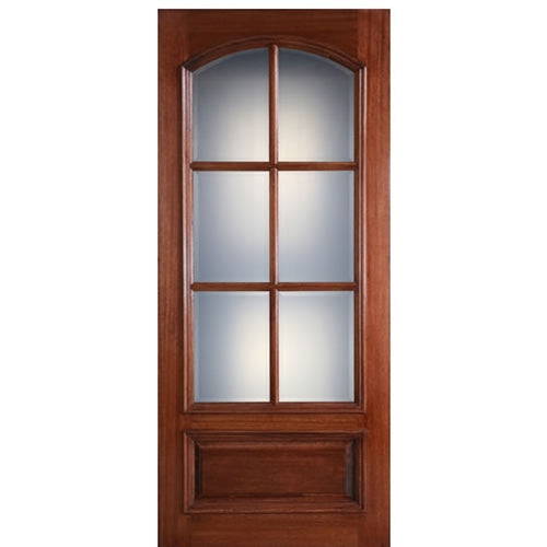 42x96" Tall 6 Lite Arch Square Top True Divided Lite (TDL) Mahogany Wood Entry Door
