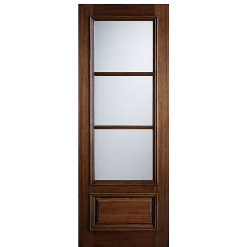 96" Tall 3-Lite 1-Panel True Divided Lite (TDL) Mahogany Wood Entry Door 
