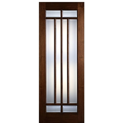 36"x96" Tall 8-Lite Marginal True Divided Lite (TDL) Mahogany Wood Entry Door 
